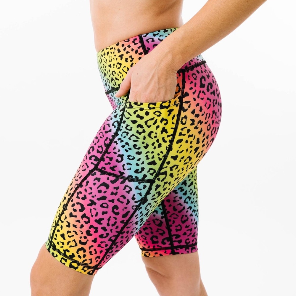 ZYIA Rainbow Leopard Hustle Shorts. New Without Tags